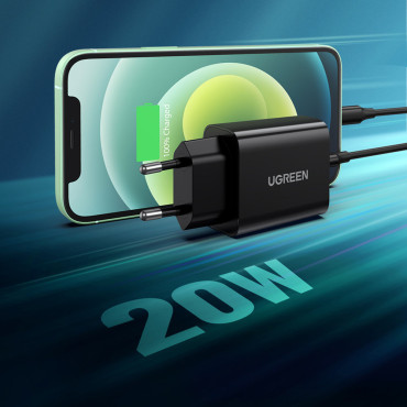 USB-C0W maitinimo tinklo įkroviklis suteikia juodą