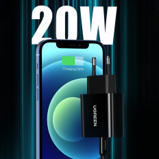 USB-C0W maitinimo tinklo įkroviklis suteikia juodą