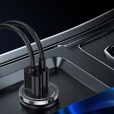 Carregador de carro rápido USB-C USB 45W 5A PD QC 3.0 AFC SCP Cinza