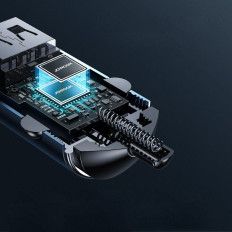 Szybka ładowarka samochodowa USB-C USB 45W 5A PD QC 3.0 AFC SCP szary