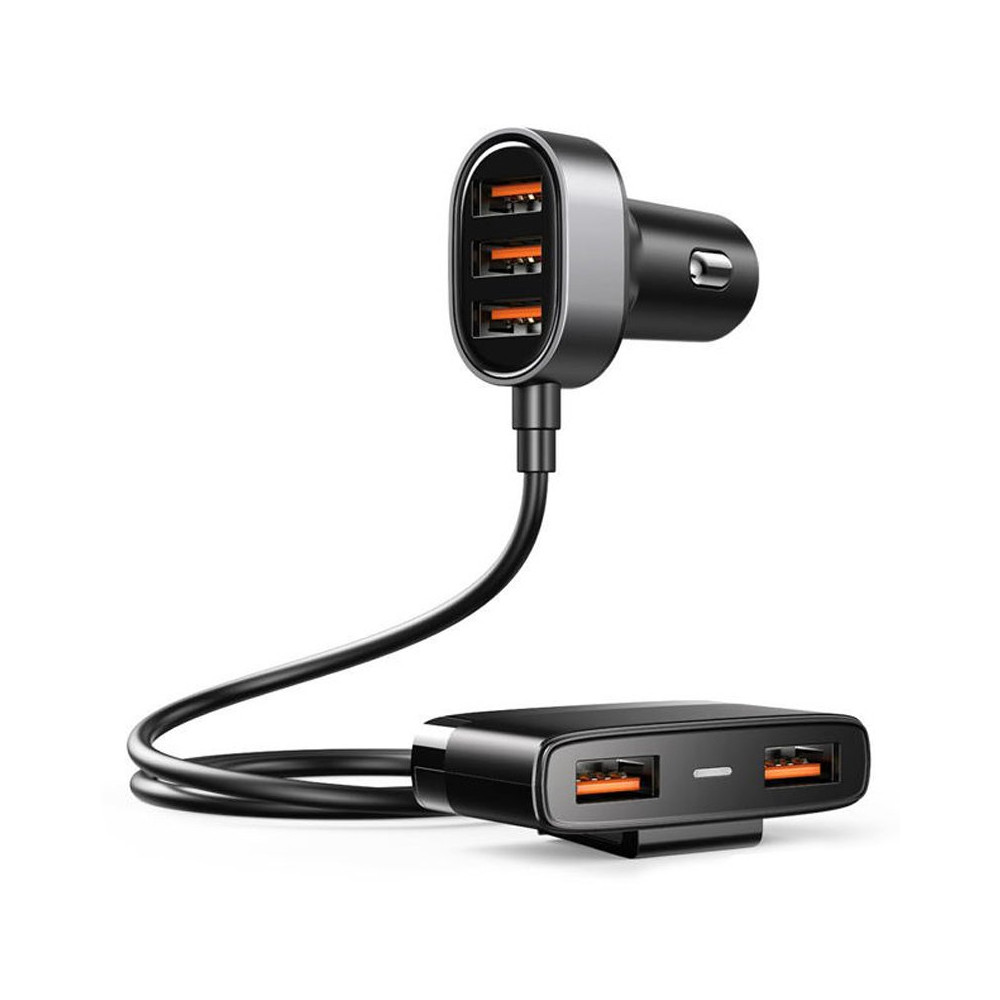 Cargador de coche rápido 5x USB 6.2A con extensión negra