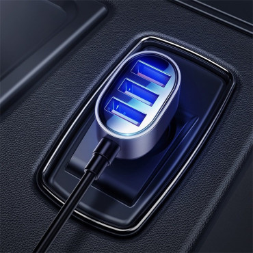 Rýchle auto nabíjačka 5x USB 6,2A s čiernym predĺžením