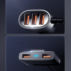 Rýchle auto nabíjačka 5x USB 6,2A s čiernym predĺžením