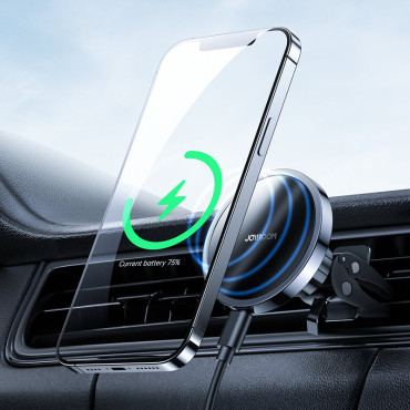 Bilmagnethållare Induktiv laddare Qi 15W Magsafe för iPhone Black