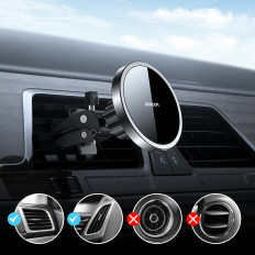 Auto Magnetický držiak Indukčný nabíjačka Qi 15W Magsafe pre iPhone Black