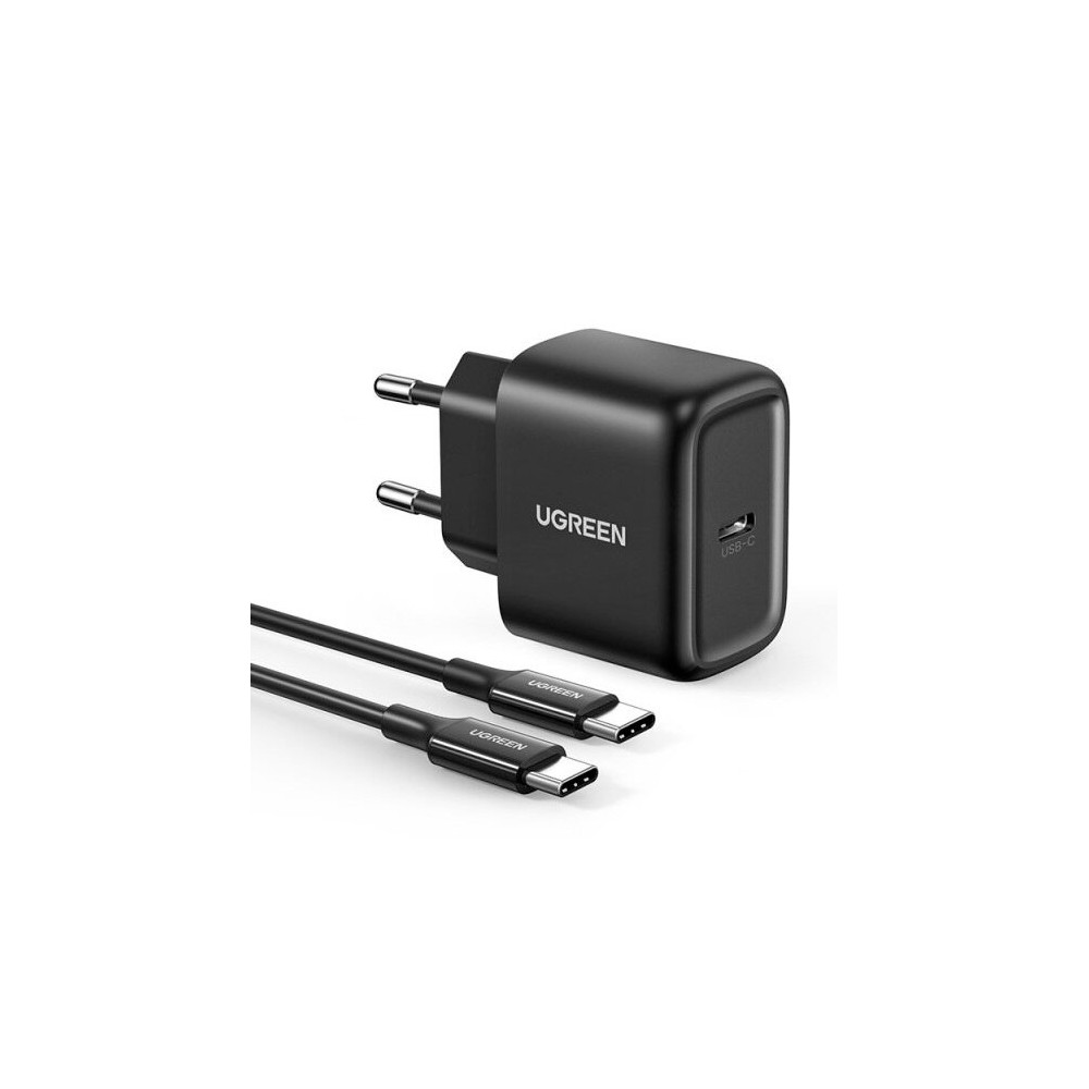 Síťová nabíječka pro USB-C 25W PD + USB-C 2M černý kabel