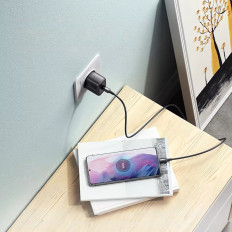 Carregador de rede para USB-C 25W PD + cabo preto USB-C 2M