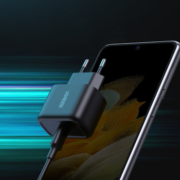 Nätverksladdare för USB-C 25W PD + USB-C 2M svart kabel