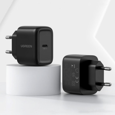 Síťová nabíječka pro USB-C 25W PD + USB-C 2M černý kabel