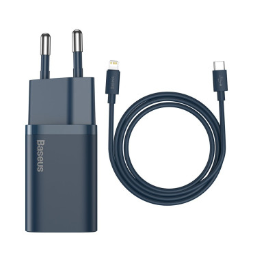 Super Si 1C Fast USB-C 20W PD + kaapeli iPhone-salaman 1 m sininen