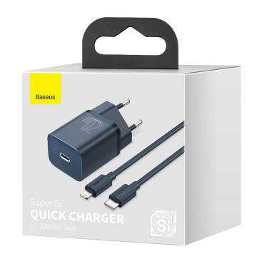 Super Si 1C Fast USB-C 20W PD + kaapeli iPhone-salaman 1 m sininen