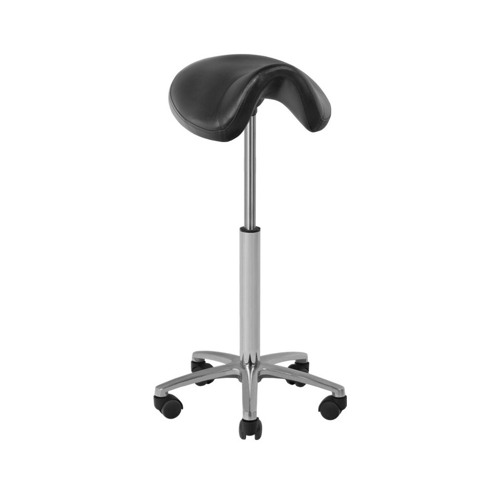 Cosmetic-barber kruk 001b hoog zwart — vooraanzicht