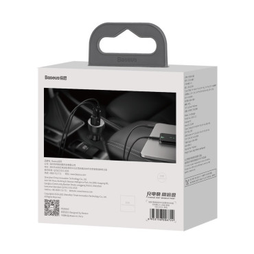 Hitri avto Charger Superme USB USB-C PPS QC PD + 1M Črni kabel