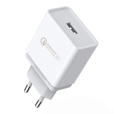Snabb nätverk laddare snabb avgift 3,0 18W 3A USB vit