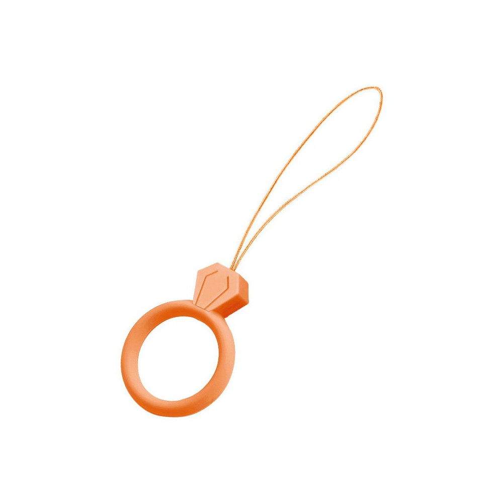 Silicone-kaulanauha puhelimen timanttisormus riipus oranssista sormella