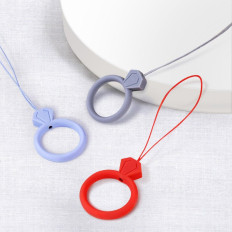 Siliconenlyard voor telefoon Diamond Ring Hanger op gele vinger