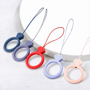 Cordino in silicone per telefono Diamond Ring Pendant sul dito giallo