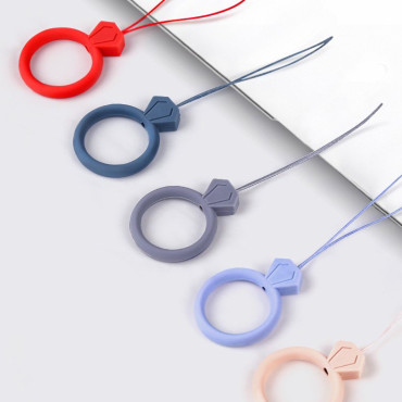 Silicone Lanyard for Phone Diamond Ring Pendant on Mint Finger
