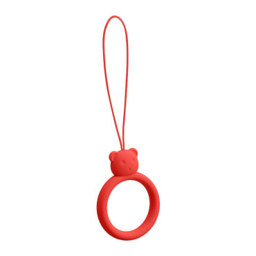 Silikon Lanyard for Telefon Anheng Teddy Bear Ring for Finger Red