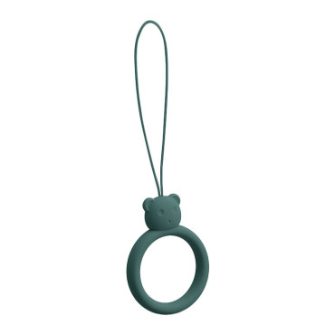 Silikon Lanyard for Telefon Anheng Teddy Bear Ring på Dark Green Finger