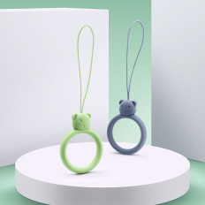Silikon Lanyard for Telefon Anheng Teddy Bear Ring på Dark Green Finger