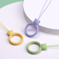 Silikon Lanyard for Telefon Anheng Teddy Bear Ring på Dark Green Finger