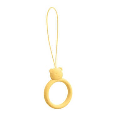 Corredura de silicone para telefone pingente peluche anel de urso no dedo amarelo