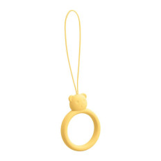 Corredura de silicone para telefone pingente peluche anel de urso no dedo amarelo
