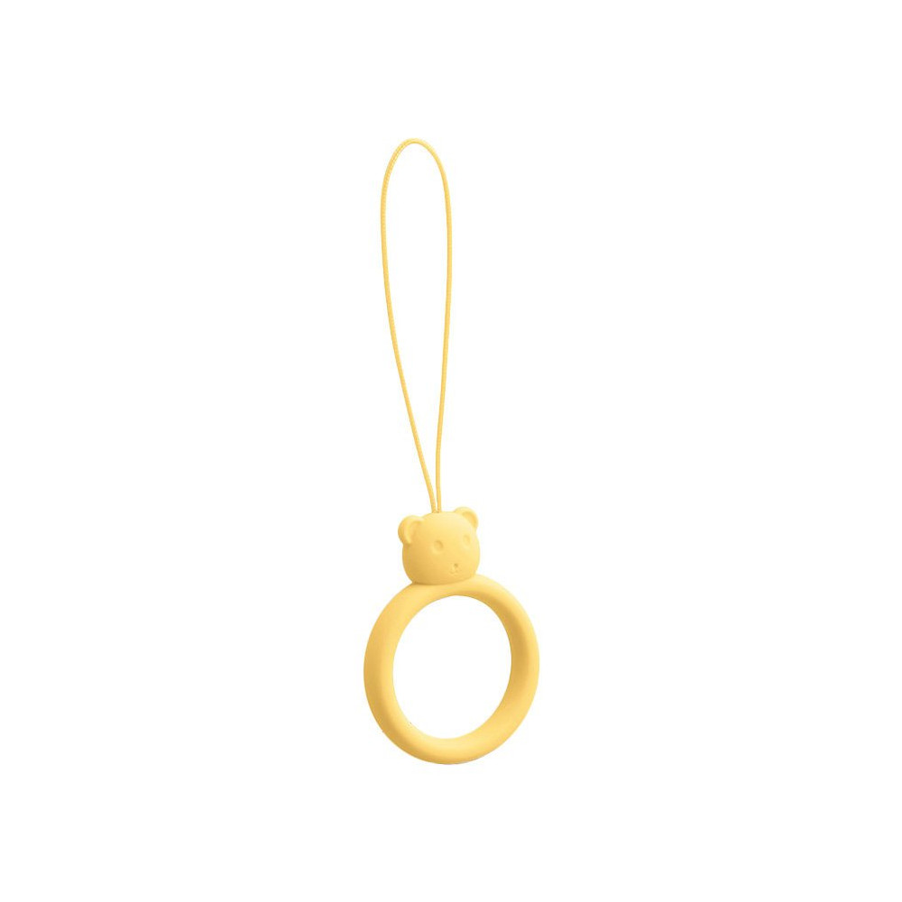Corredura de silicone para telefone pingente peluche anel de urso no dedo amarelo Corredura de silicone para telefone pingente peluche anel de urso no dedo amarelo