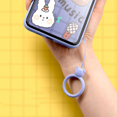 Silikon Lanyard for Telefon Anheng Teddy Bear Ring på gul finger