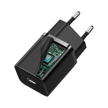 Super SI 1C Quick lādētājs USB-C 30W Jaudas piegāde Ātrā uzlāde melna