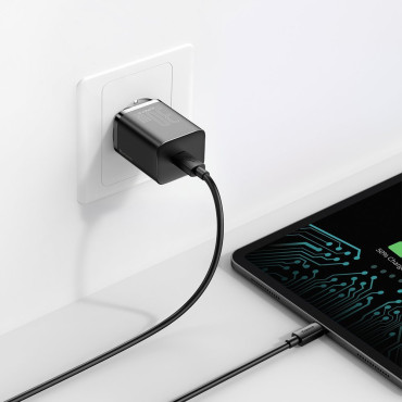 Super SI 1C Quick lādētājs USB-C 30W Jaudas piegāde Ātrā uzlāde melna