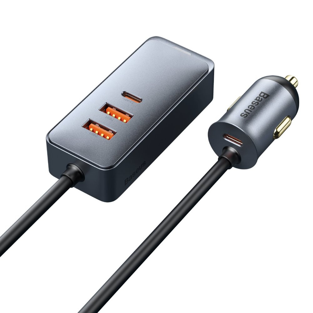 Auto nabíjačka zdieľať spolu 2x USB 2X USB-C 120W PPS QC PD GRAY