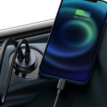 Auto nabíjačka zdieľať spolu 2x USB 2X USB-C 120W PPS QC PD GRAY