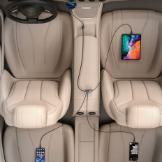 Carregador de carro compartilhamento juntos 2x USB 2x USB-C 120W PPS QC PD Cinza