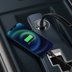 Auto nabíjačka zdieľať spolu 2x USB 2X USB-C 120W PPS QC PD GRAY