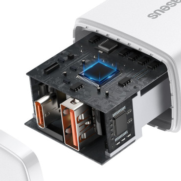 Hitra kompaktna USB USB-C 20W 3A PD QC 3.0 WHITE GRAF