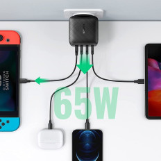 Carregador rápido PPS 65W USB 3x USB-C QC 3.0 PD SCP FCP AFC
