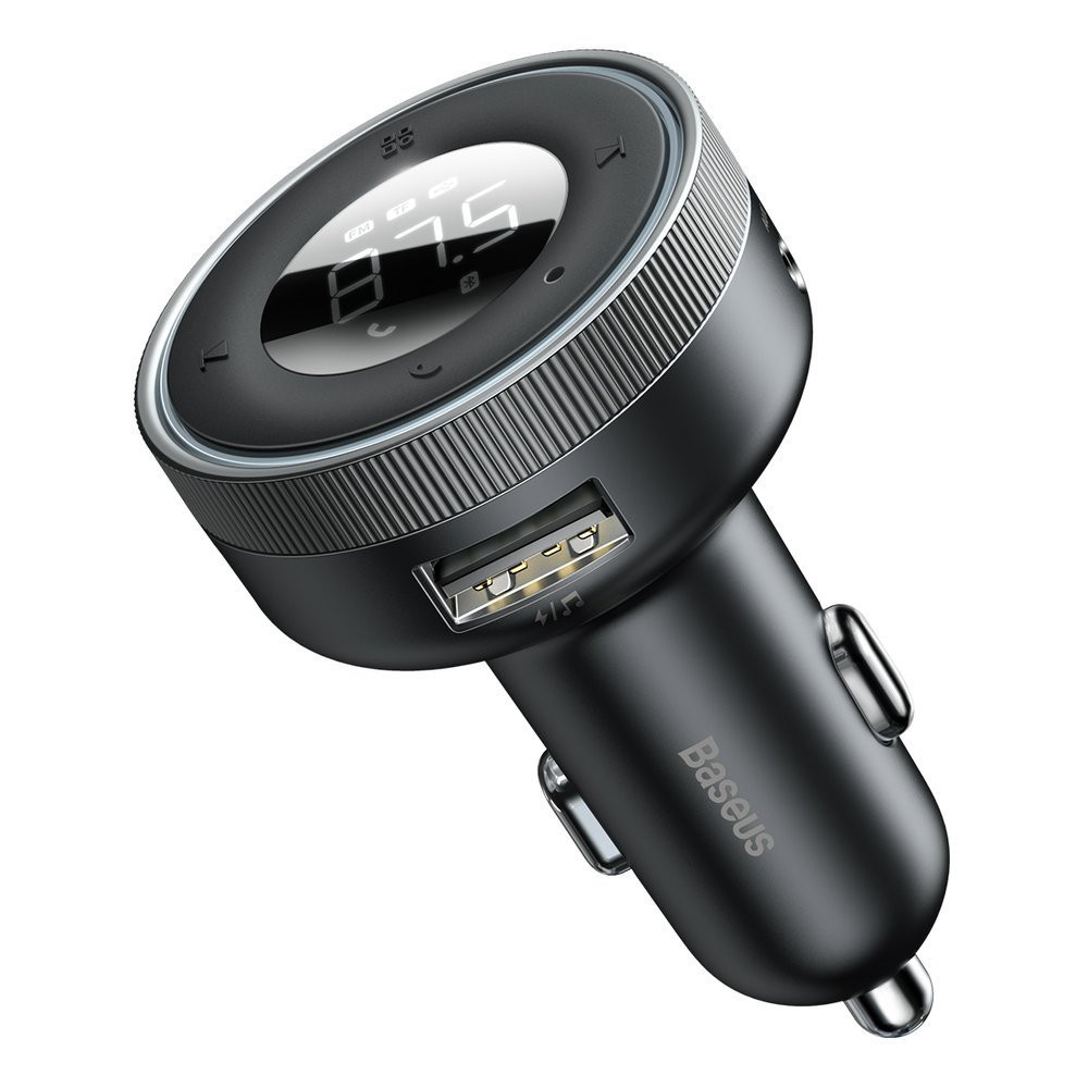 FM-sändare MP3-spelare LED-laddare 2x USB Bluetooth Svart