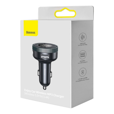 FM-sändare MP3-spelare LED-laddare 2x USB Bluetooth Svart