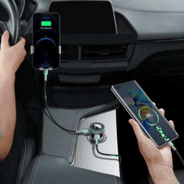 FM-sändare MP3-spelare LED-laddare 2x USB Bluetooth Svart