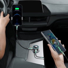 FM-sändare MP3-spelare LED-laddare 2x USB Bluetooth Svart