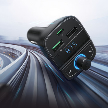 FM Transmissor MP3 Bluetooth 5.0 Car carregador 3x USB TF MicroSD Black
