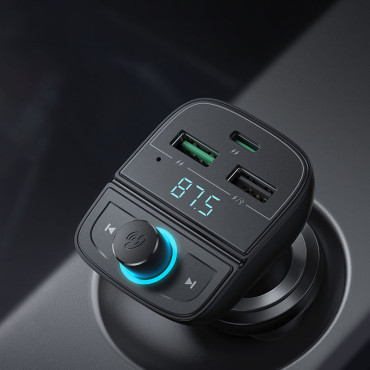 FM Transmissor MP3 Bluetooth 5.0 Car carregador 3x USB TF MicroSD Black