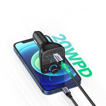 FM Transmissor MP3 Bluetooth 5.0 Car carregador 3x USB TF MicroSD Black