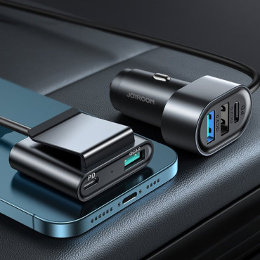 Car Charger 5 2xpd + 2xqc3.0 72W naprave 1.5m Črna