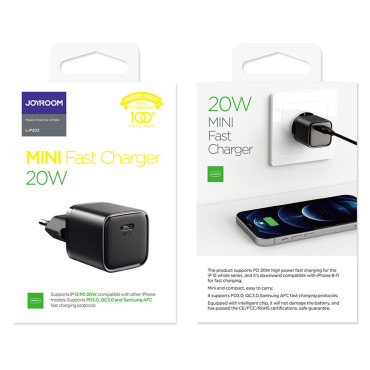 Snabb USB-C 20W POWER LEVERANS Snabbladdning 3.0 AFC Svart