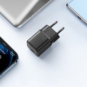 Hurtig USB-C 20W Strømforsyning Hurtig opladning 3.0 AFC Sort