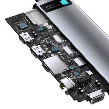 Multifunksjonelle Hub Replicator Ports USB-C Metal Gleeam 11in1 Grey