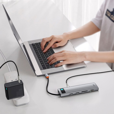 Multifunkčný replikátor náboja Replikátor USB-C kovový Gleeam 11in1 sivá